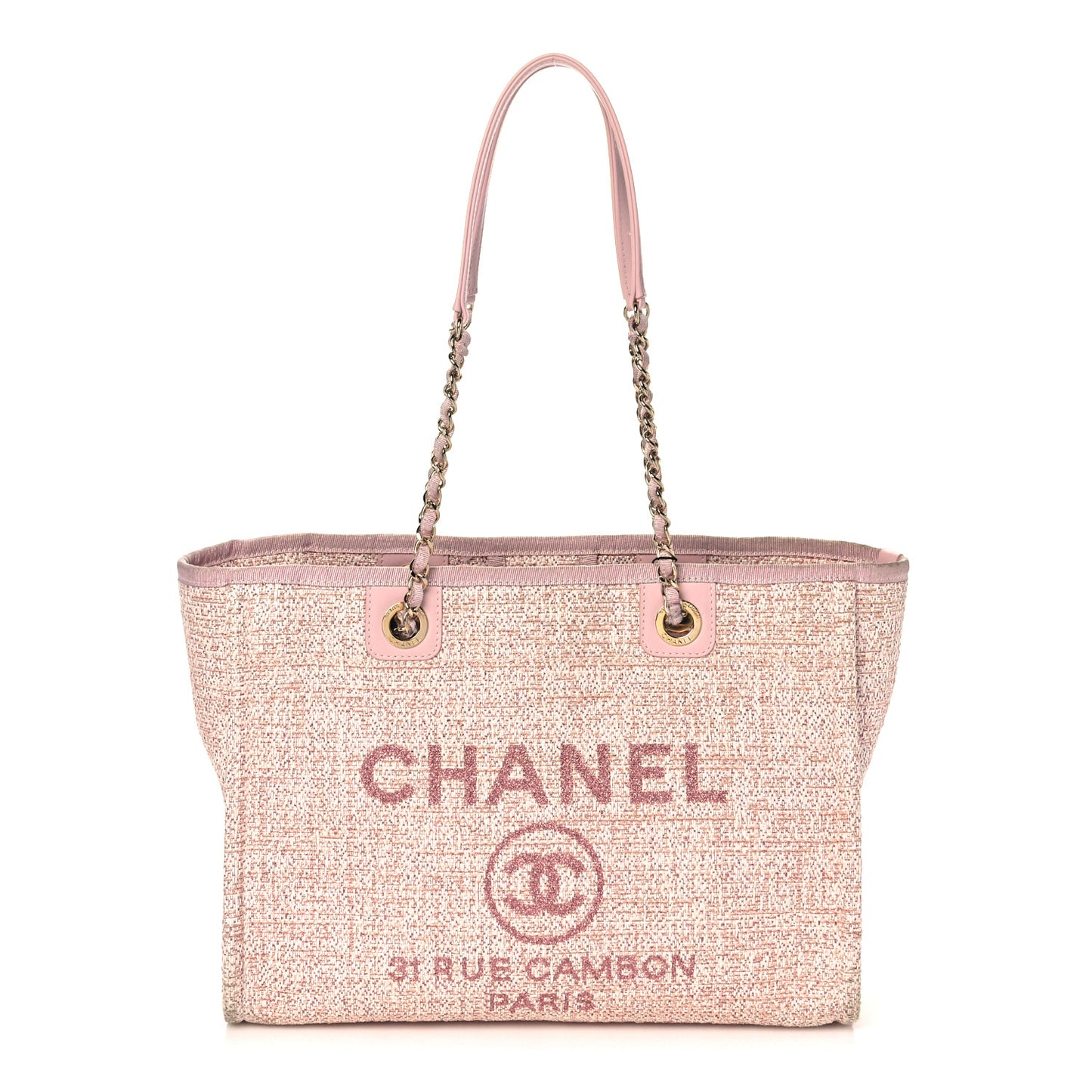 Lurex Boucle Small Deauville Tote Pink