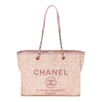 Chanel Lurex Boucle Small Deauville Tote Pink 1 of 10