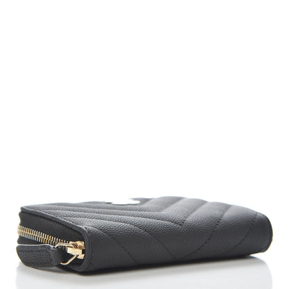 Chanel Caviar Chevron Quilted Zip Coin Purse Black 4 of 8