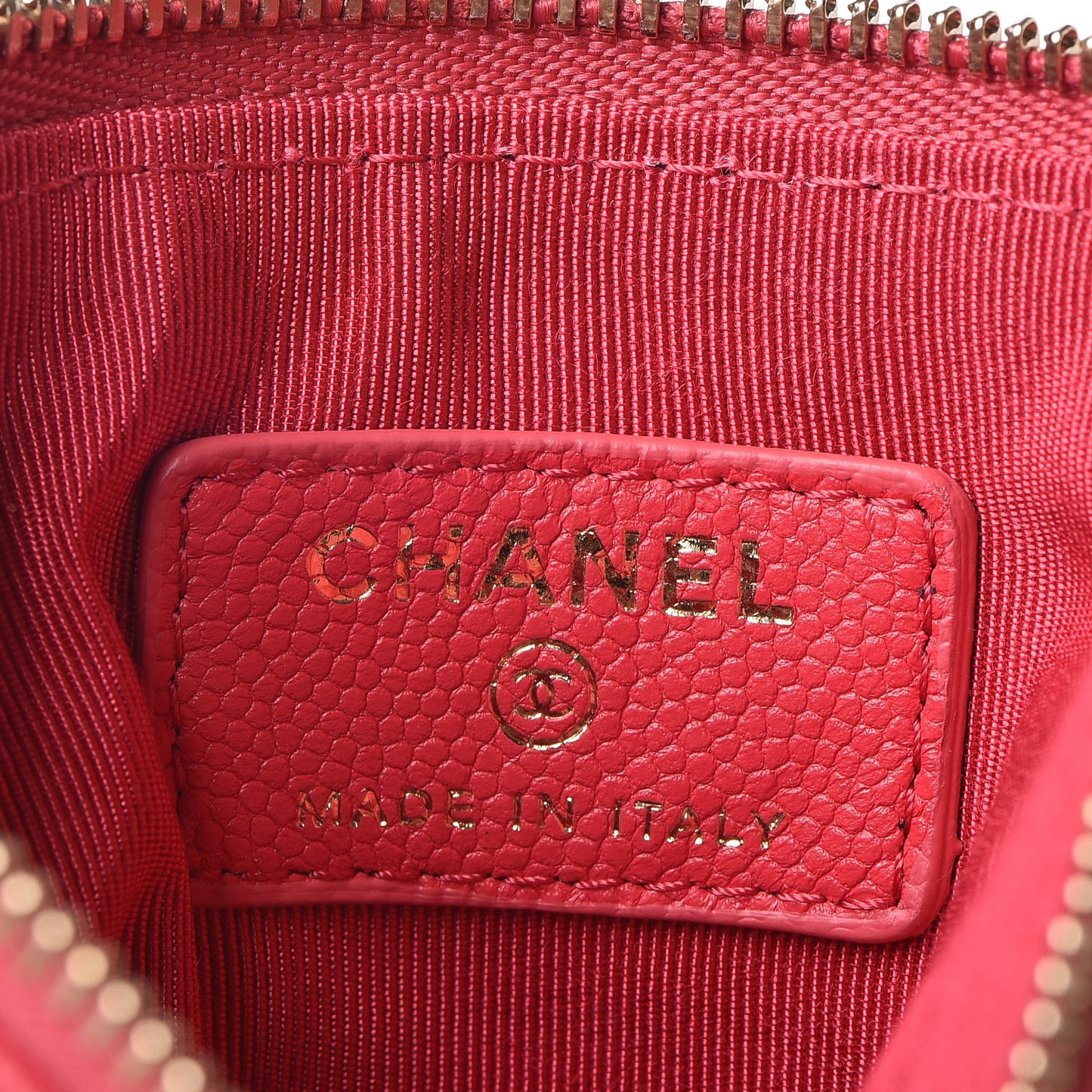 Caviar Chevron Quilted Small Ancient Greek Charms Cosmetic Case Red