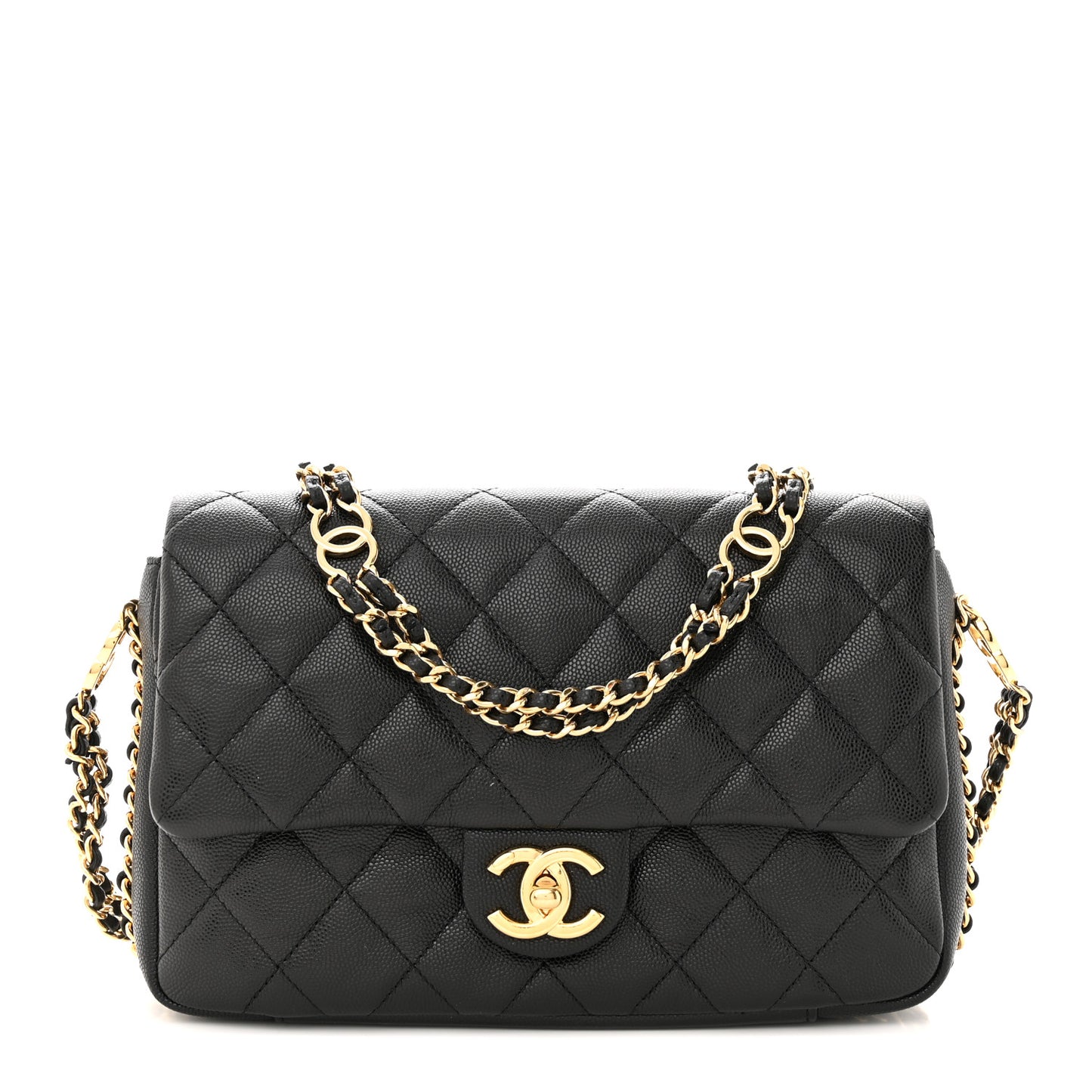 Caviar Quilted Small CC You Flap Black