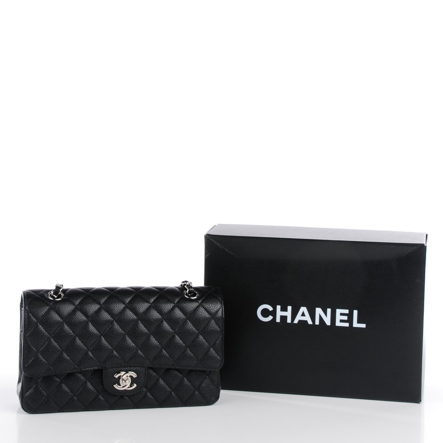 Caviar Quilted Medium Double Flap Black