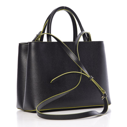 Fendi Vitello Elite Shearling Block Letter Petite 2Jours Tote Black 3 of 11