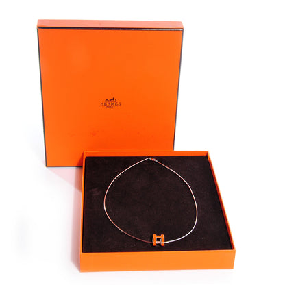 Hermes Silver and Palladium Pop H Necklace Orange 5 of 5