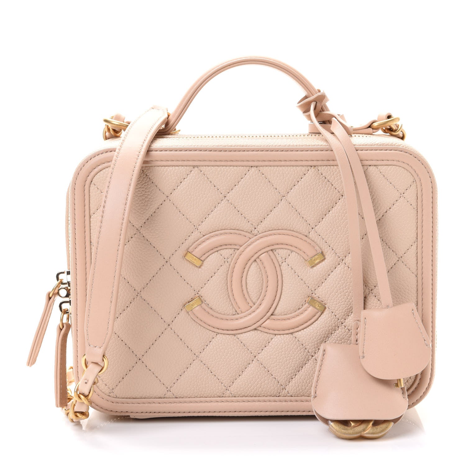Chanel Caviar Quilted Medium CC Filigree Vanity Case Beige 1 of 10