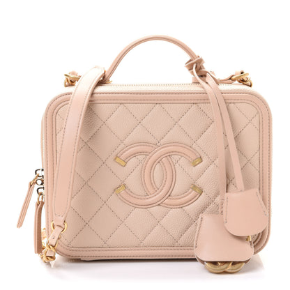 Chanel Caviar Quilted Medium CC Filigree Vanity Case Beige 1 of 10