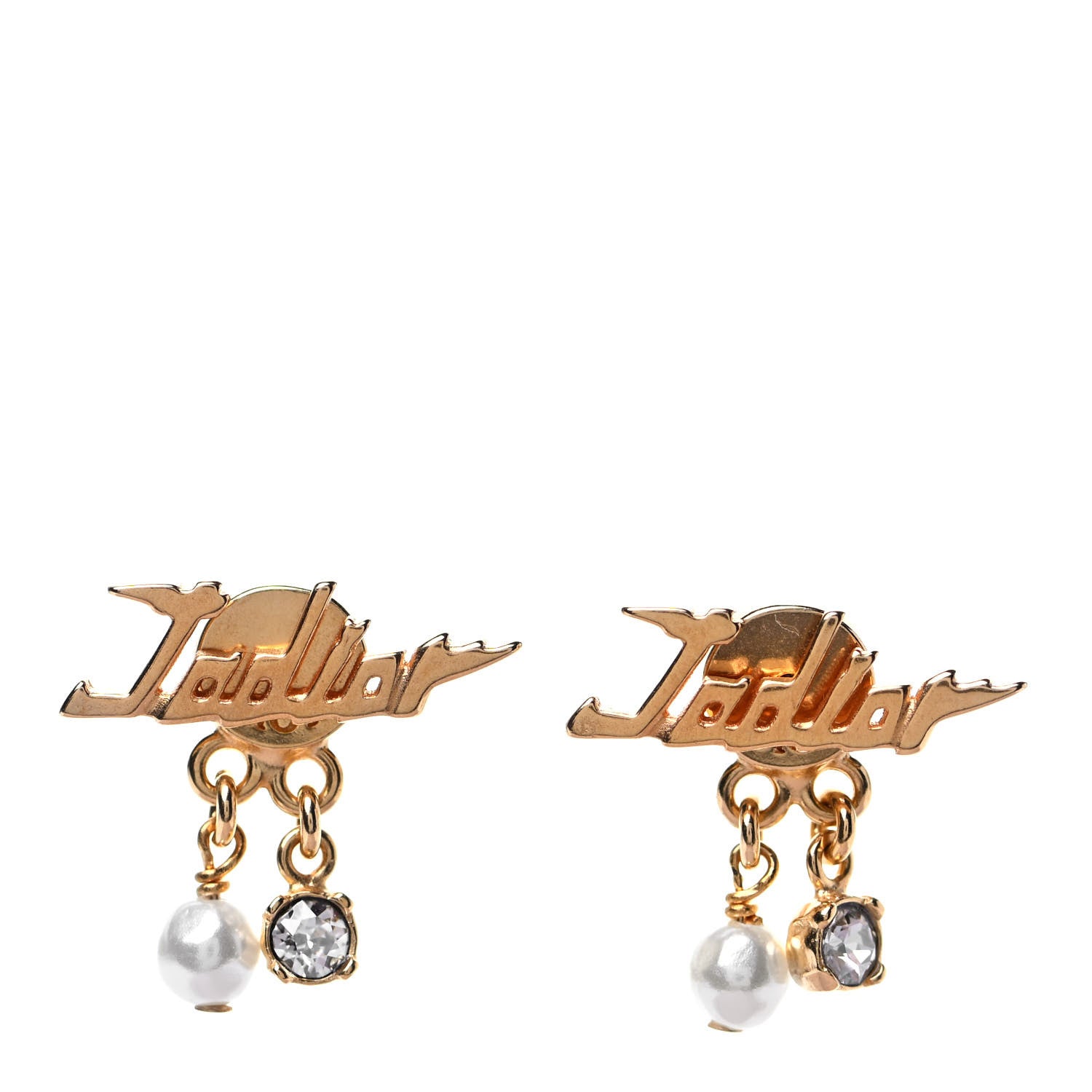 Christian Dior Crystal Pearl J'Adior Earrings Gold 1 of 4