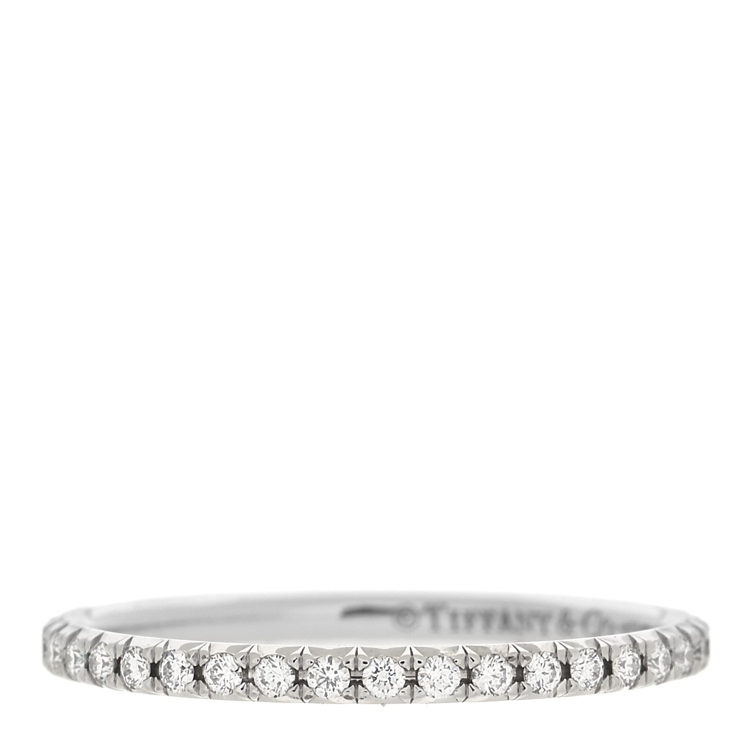 Tiffany 18K White Gold Diamond Metro Band Ring 47 4 3 of 5