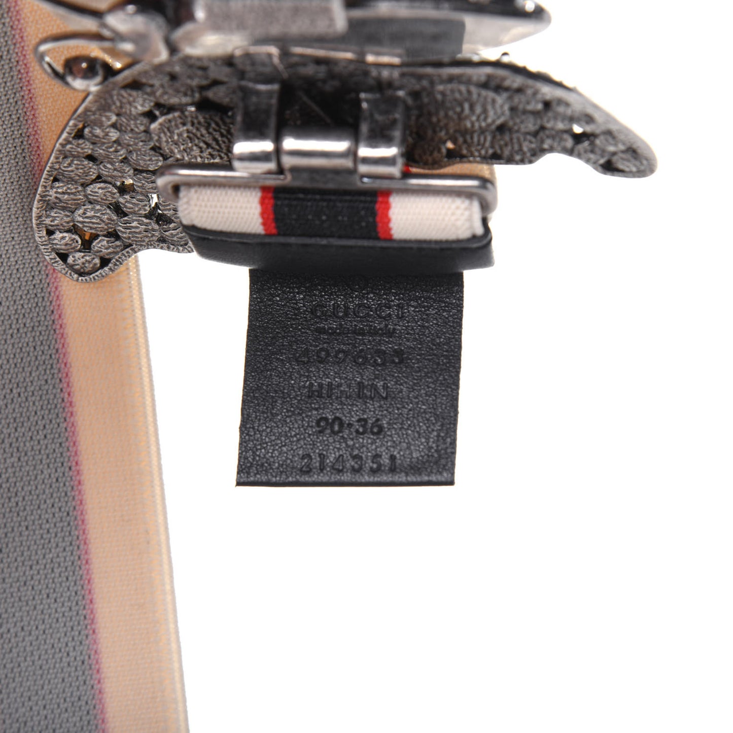 Jacquard Crystal Stripe Butterfly Belt 90 36 White