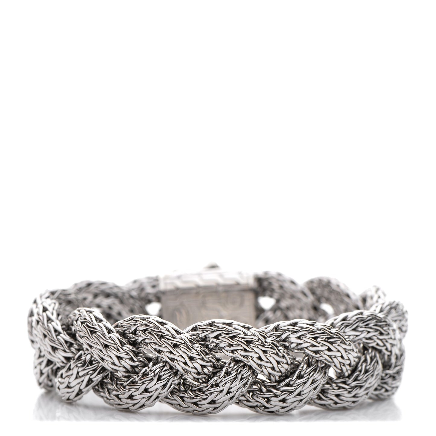Sterling Silver Blue Topaz Braided Classic Chain Clasp Bracelet L