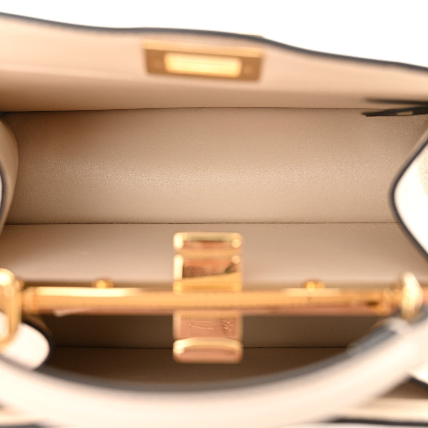Fendi Vitello Seta Shiny Nappa Floral Embroidered Petite Peekaboo I SEE U Satchel Camelia White Ice 6 of 12