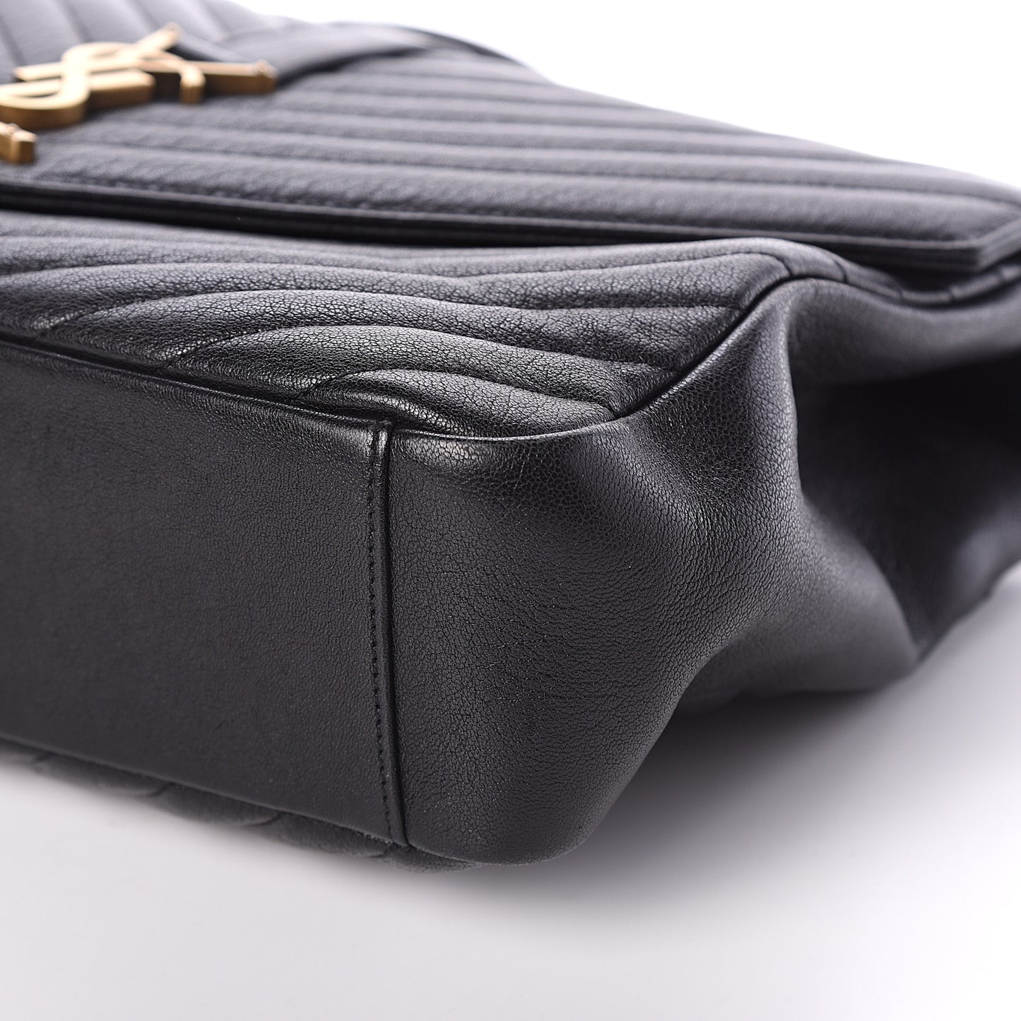 Sheepskin Matelasse Chevron Monogram Large College Satchel Black
