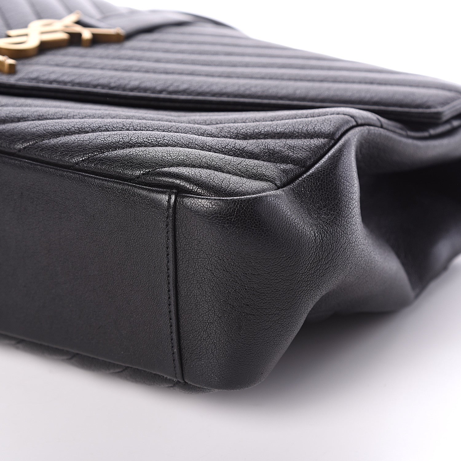 Saint Laurent Sheepskin Matelasse Chevron Monogram Large College Satchel Black 7 of 7