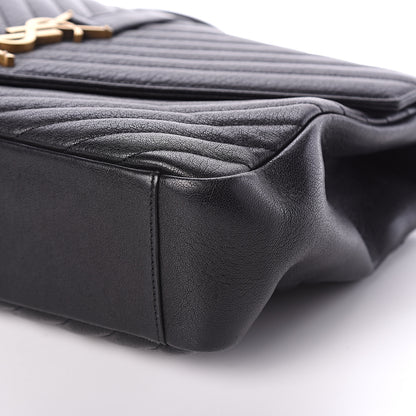 Saint Laurent Sheepskin Matelasse Chevron Monogram Large College Satchel Black 7 of 7