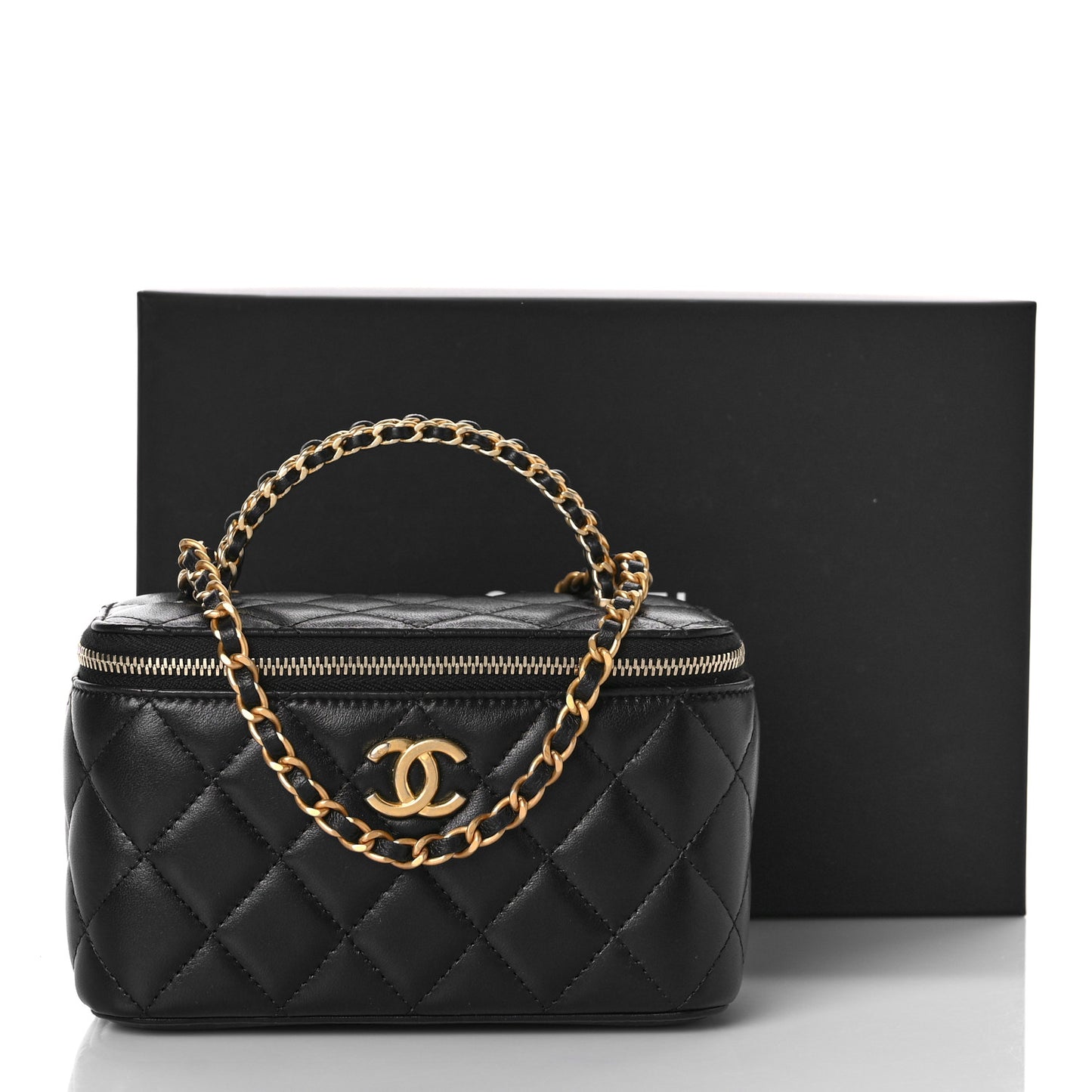 Lambskin Quilted Pick Me Up Vanity Case Black
