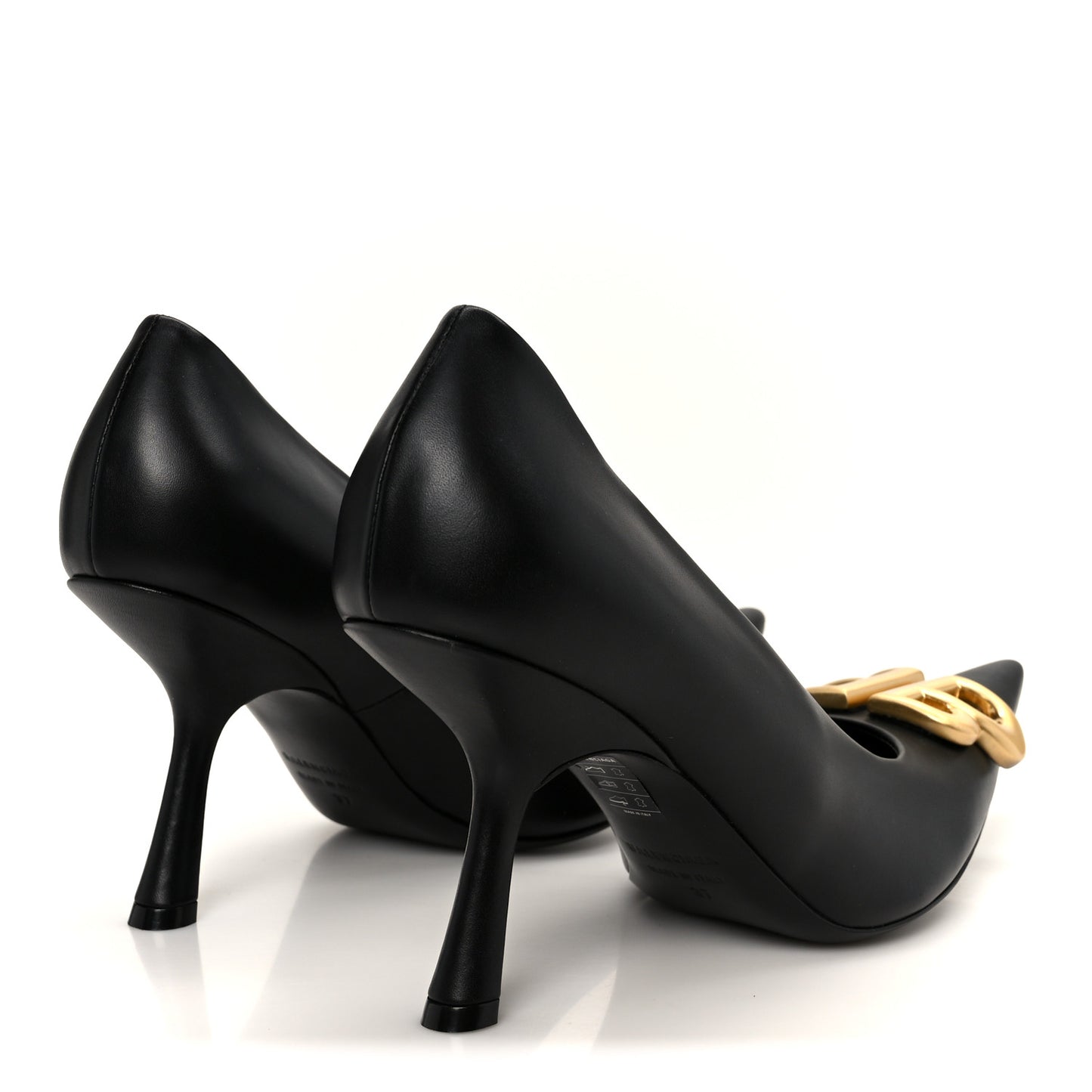Shiny Soft Calfskin BB Flex 90mm Pumps 37 Black Gold
