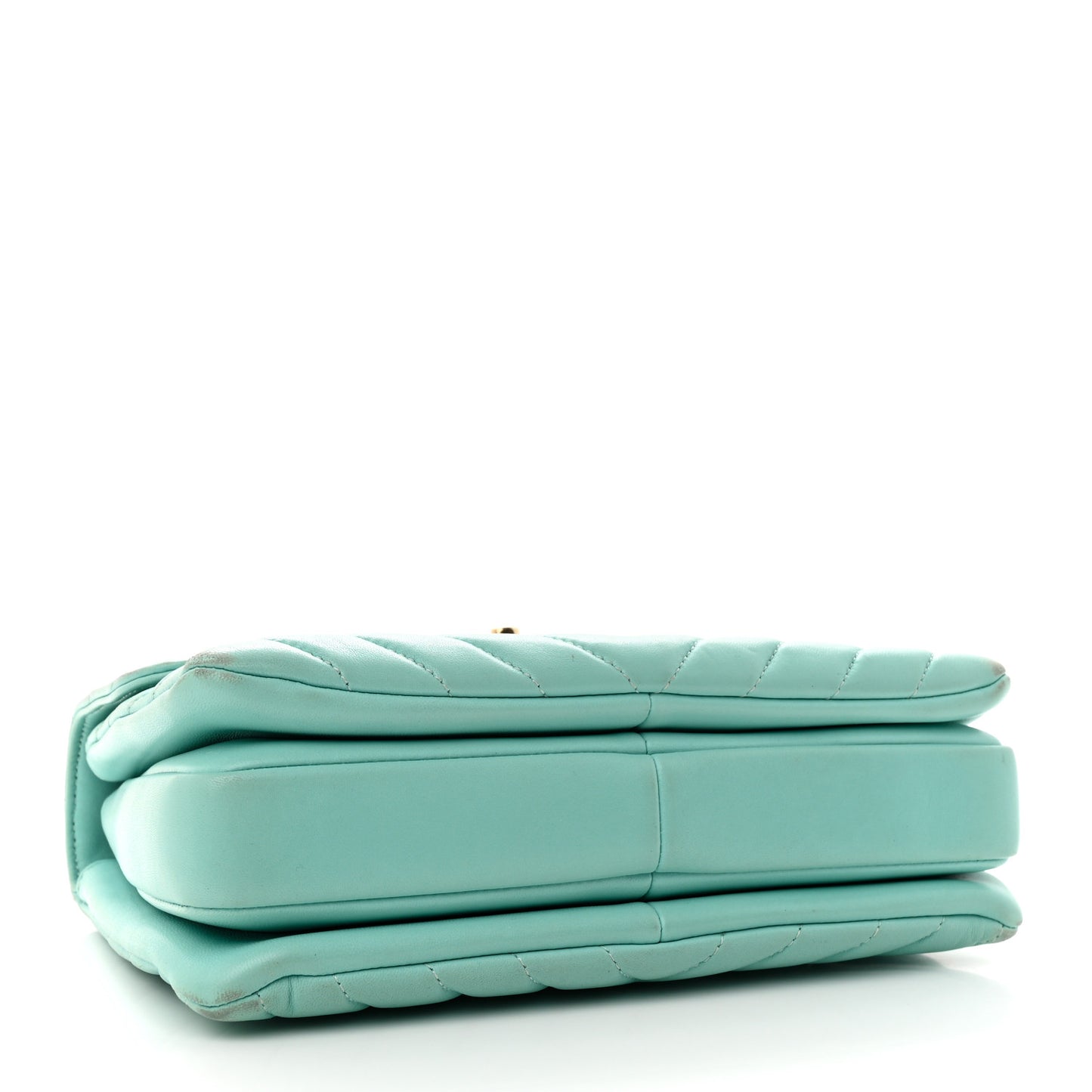 Lambskin Chevron Quilted Small Trendy CC Dual Handle Flap Bag Light Green
