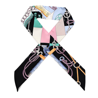 Hermes Silk Cliquetis Twilly Black Rose Menthol 1 of 4