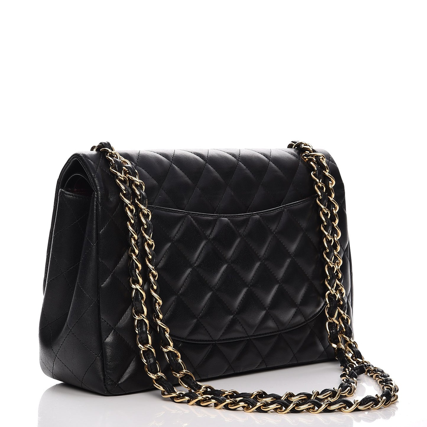 Lambskin Quilted Jumbo Double Flap Black