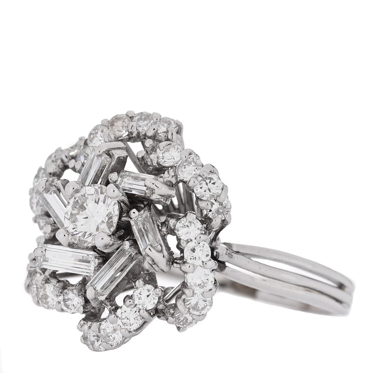 Parker & West by FASHIONPHILE 18K White Gold Diamond 1.80ctw Flower Spiral Cocktail Ring 52 6 3 of 6