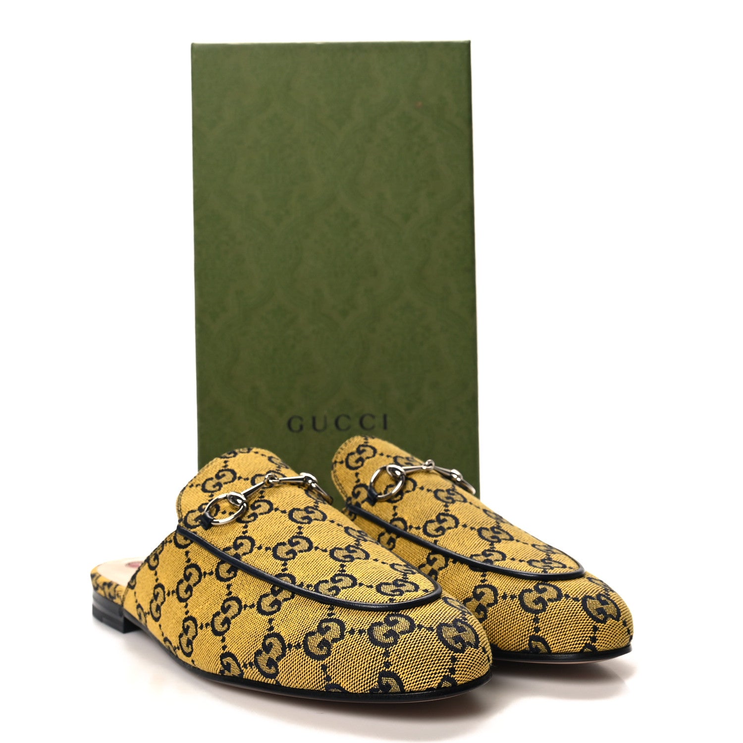 Gucci Monogram Multicolor Malaga Kid Horsebit Womens Princetown Slippers 40.5 Yellow Blue 9 of 9