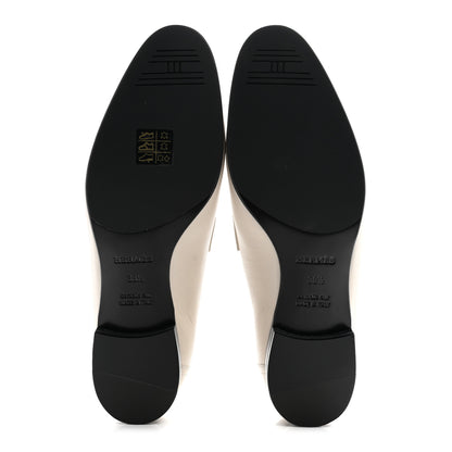 Hermes Goatskin Womens Paris Loafers 38.5 Beige Glaise 6 of 10