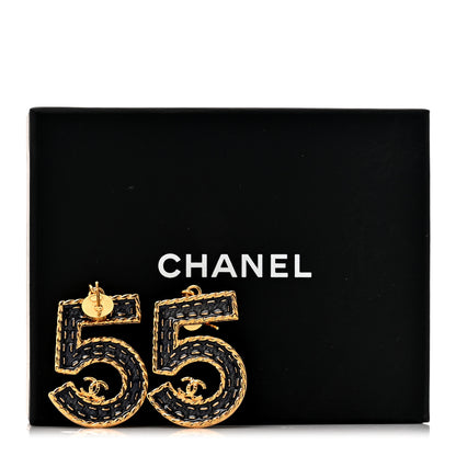 Chanel Metal Enamel CC No 5 Rope Drop Earrings Gold Denim Blue 6 of 6