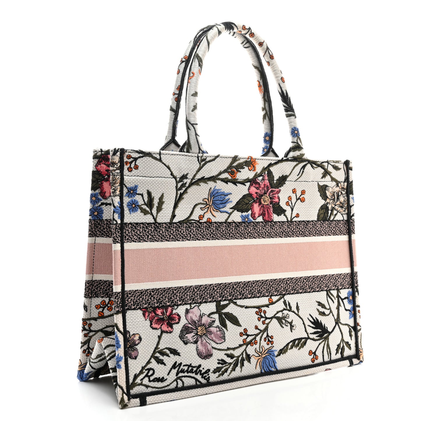 Canvas Embroidered Medium Rosa Mutabilis Book Tote Multicolor