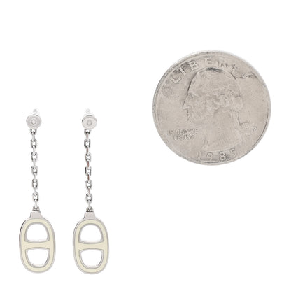 Hermes Palladium Lacquered Farandole Drop Earrings Ecru 2 of 5