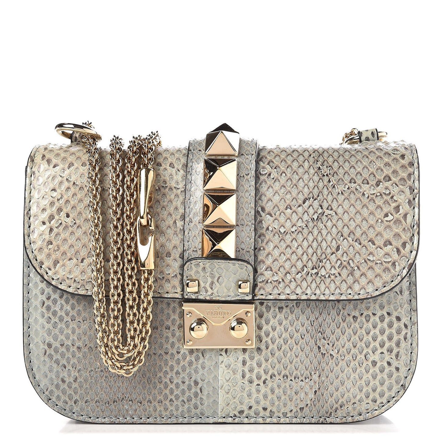 Python Small Glam Lock Rockstud Flap Light Blue