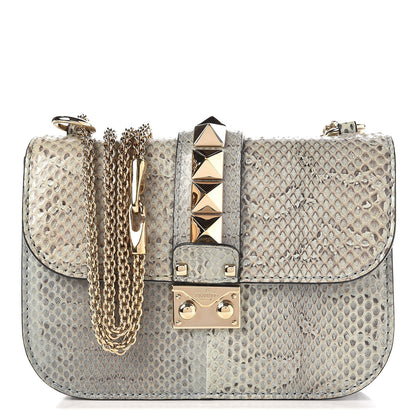 Valentino Garavani Python Small Glam Lock Rockstud Flap Light Blue 1 of 9