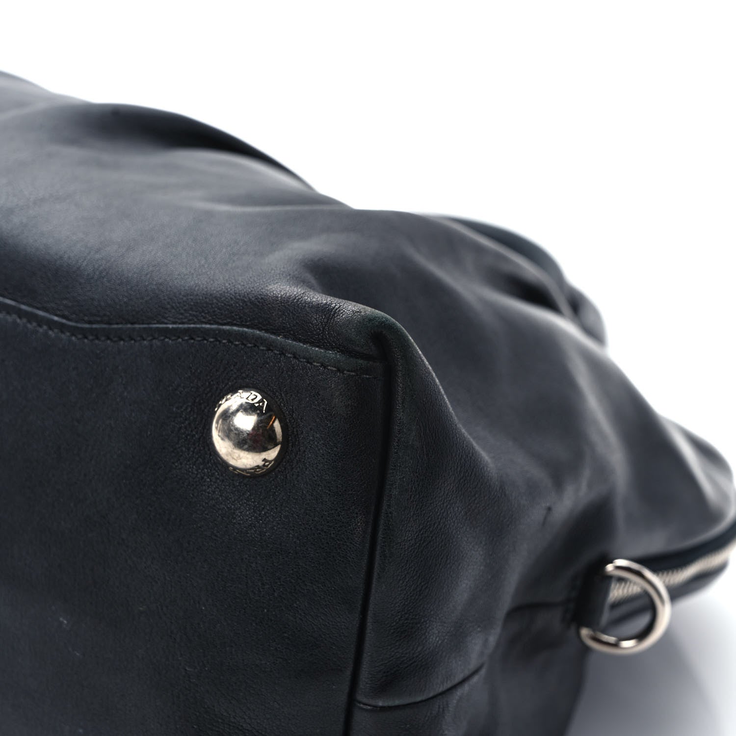 Prada Soft Calf Pleated Tote Black 9 of 9