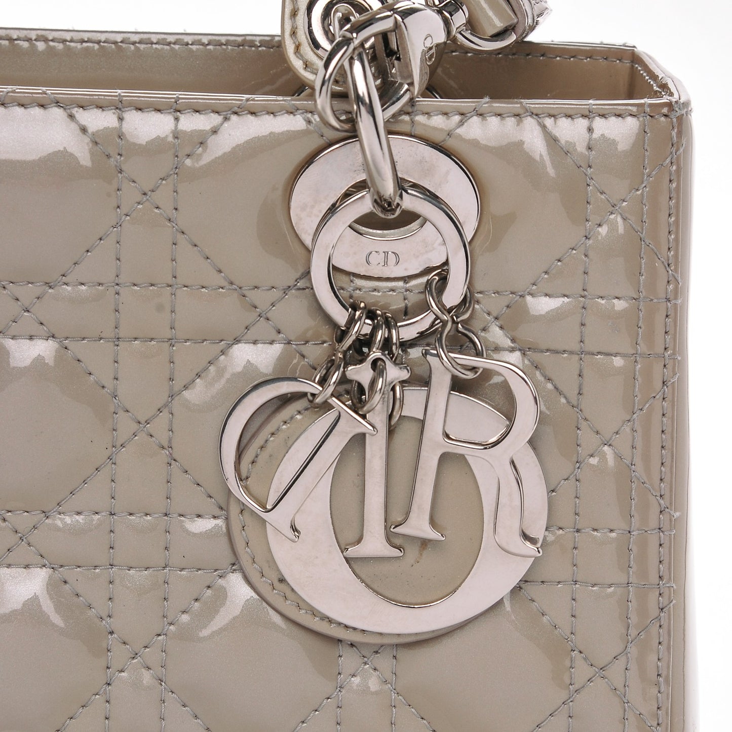 Patent Cannage Medium Lady Dior Grey