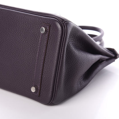 Hermes Taurillon Clemence Birkin 30 Raisin 7 of 8