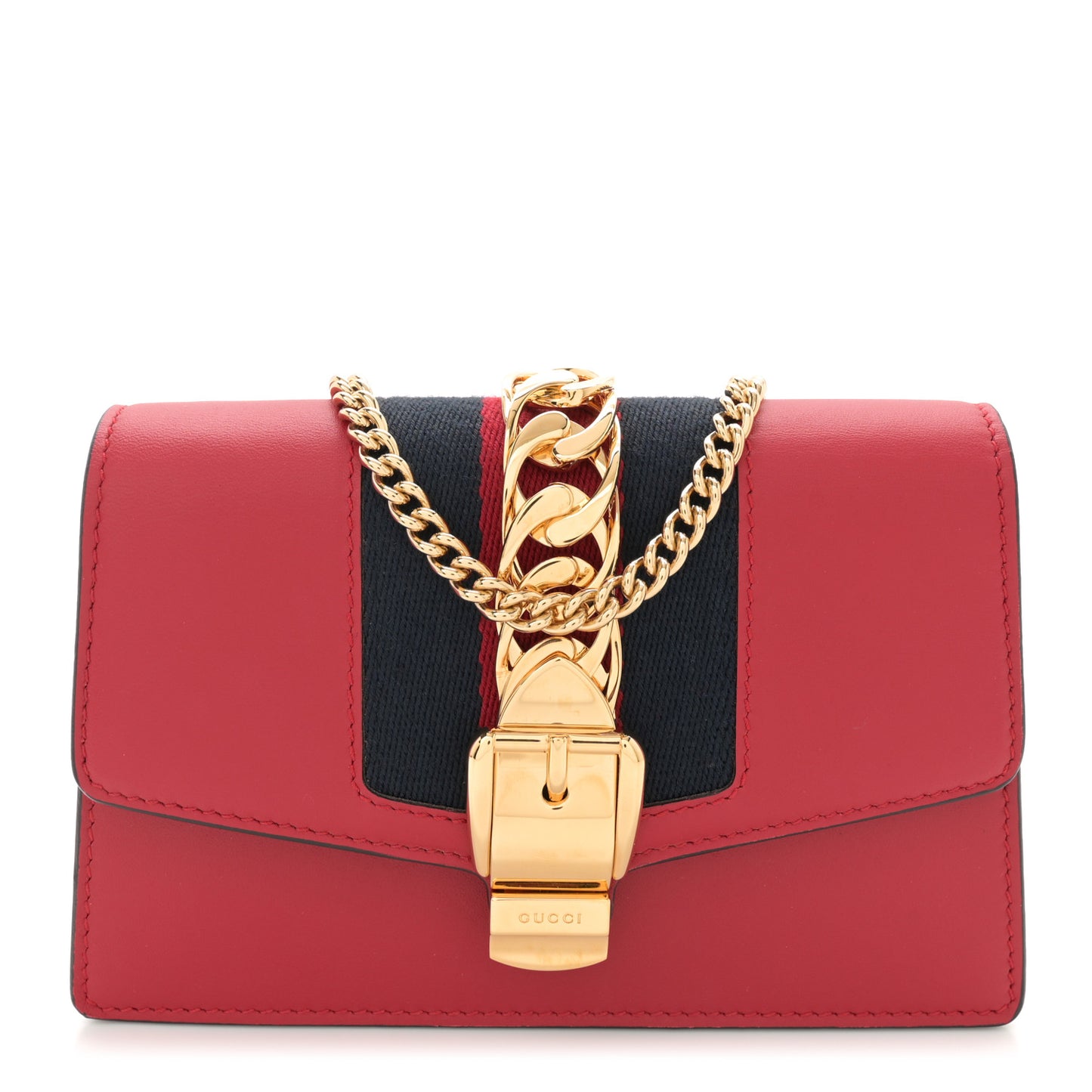 Calfskin Super Mini Sylvie Chain Shoulder Bag Hibiscus Red