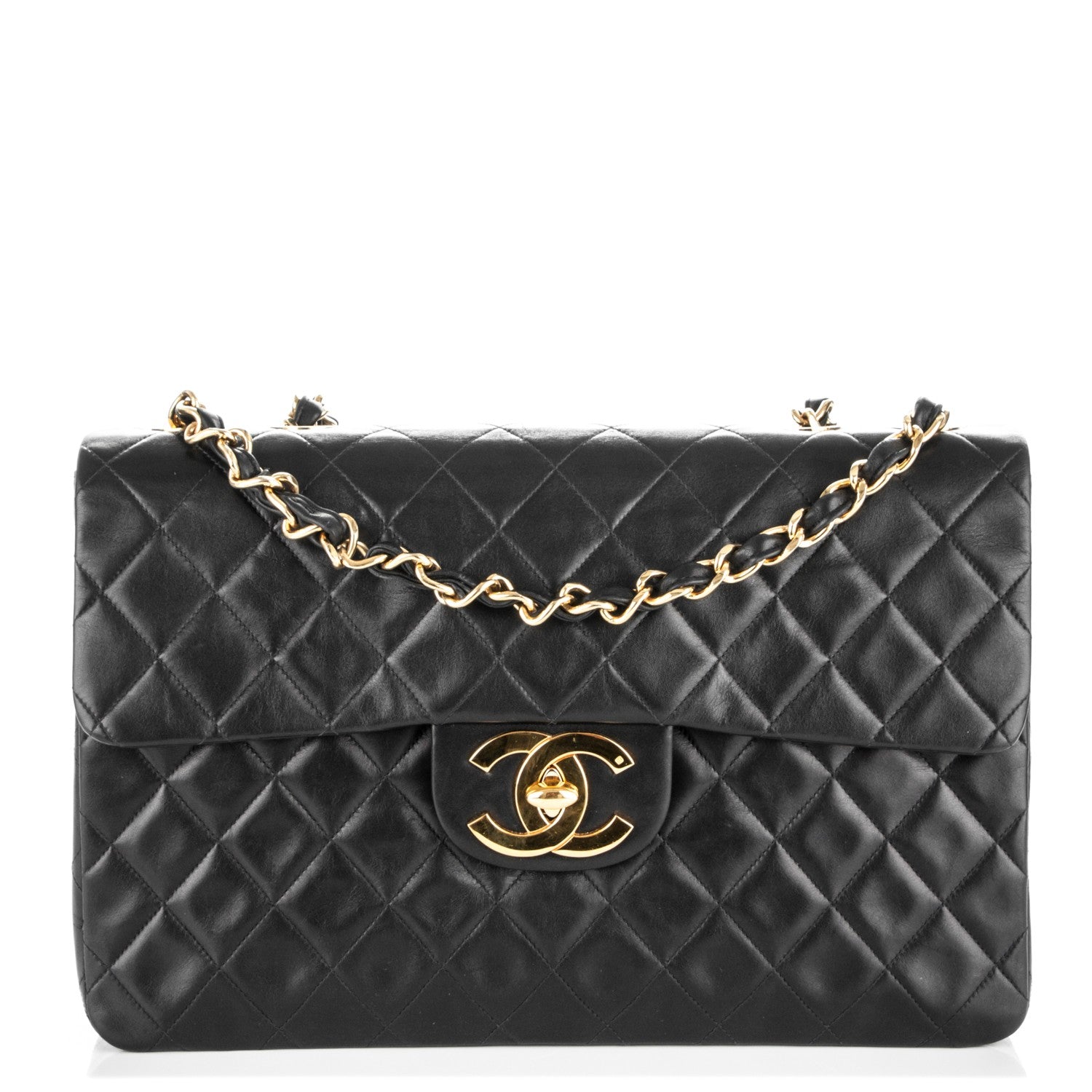 Chanel Lambskin Quilted XL Jumbo Single Flap Black 1 of 7