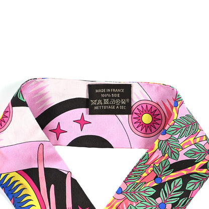 Hermes Silk La Source de Pegase Twilly Ebene Rose Vif Jaune Vif 2 of 3