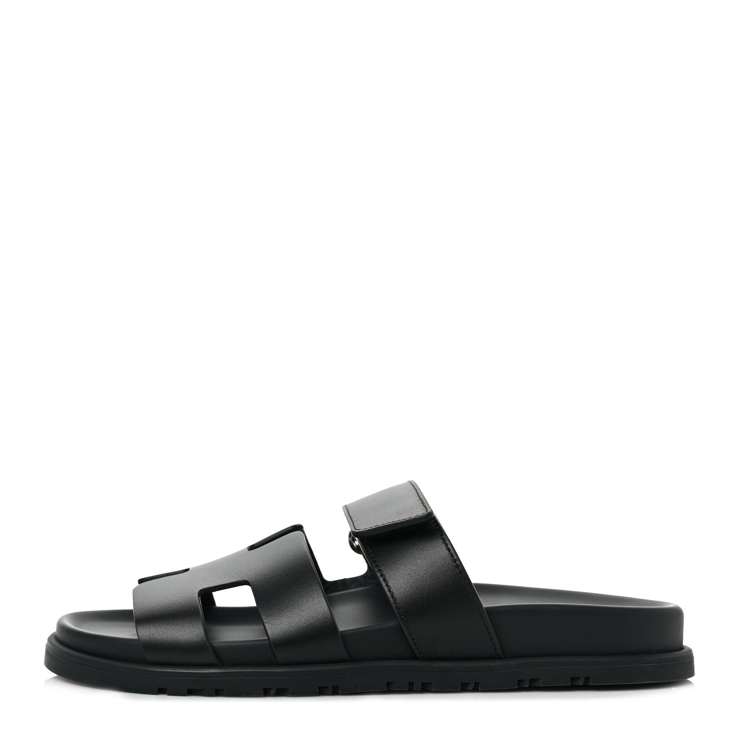 Hermes Calfskin Womens Chypre Sandals 37 Black 1 of 9