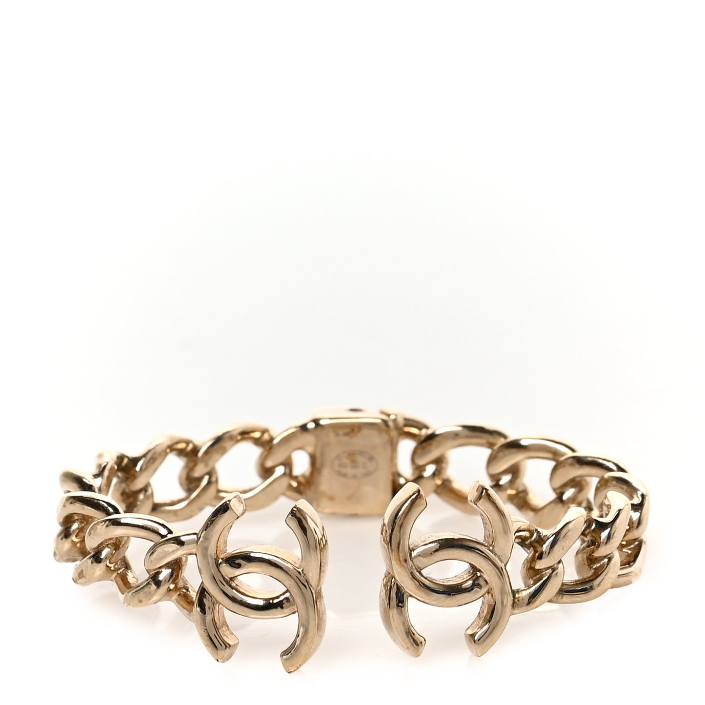 Metal CC Chain Link Cuff Bracelet Gold