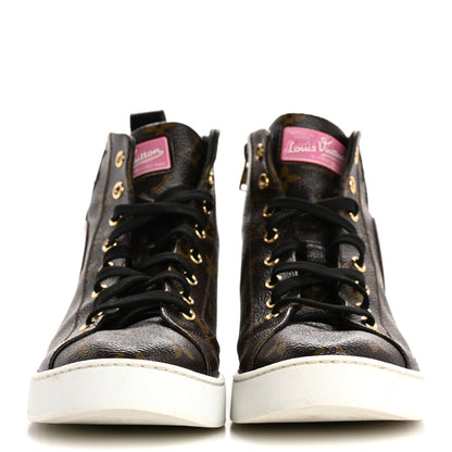 Louis Vuitton Calfskin Monogram World Tour Sneaker Boot 38.5 3 of 17