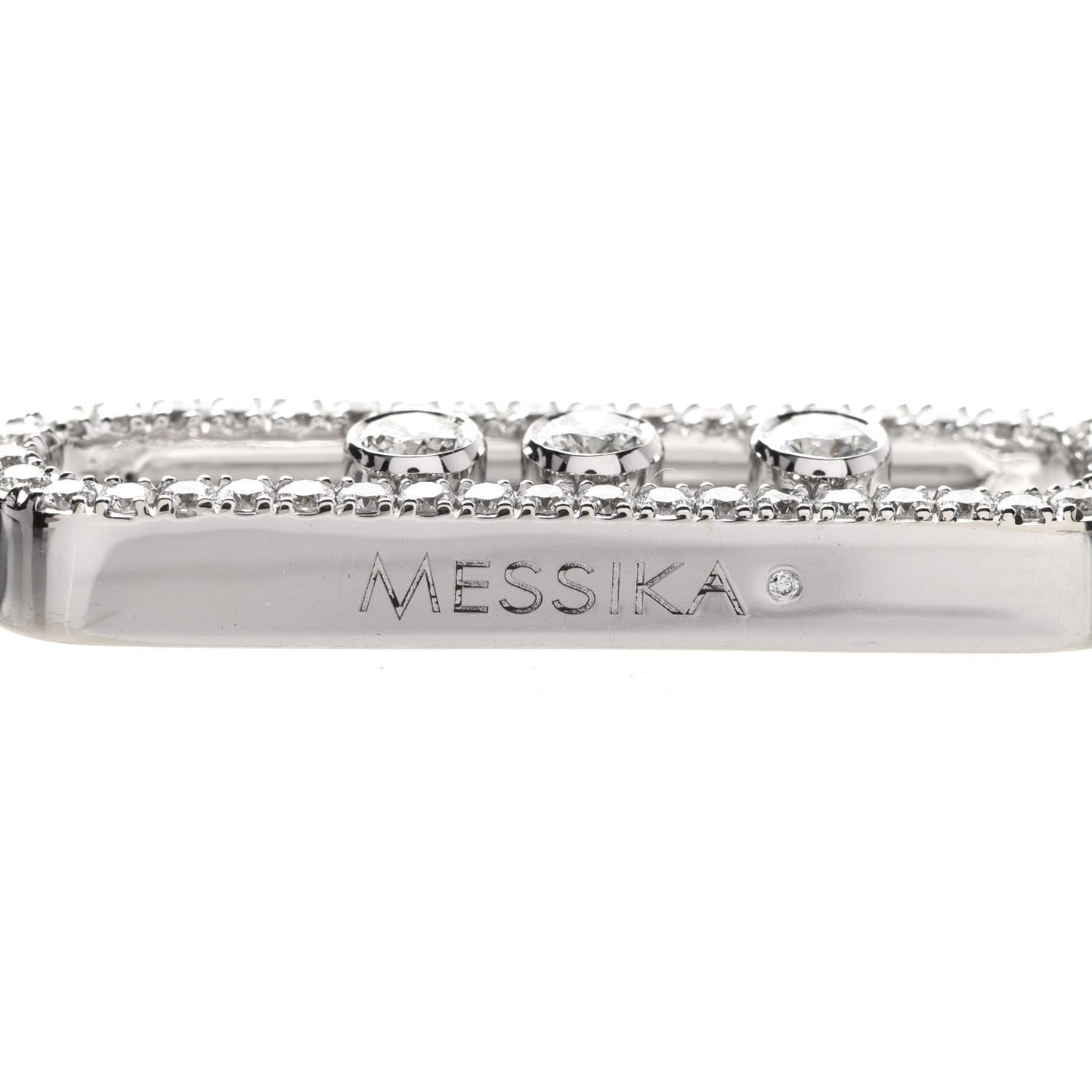18K White Gold Diamond Move Double Chain Pave Necklace