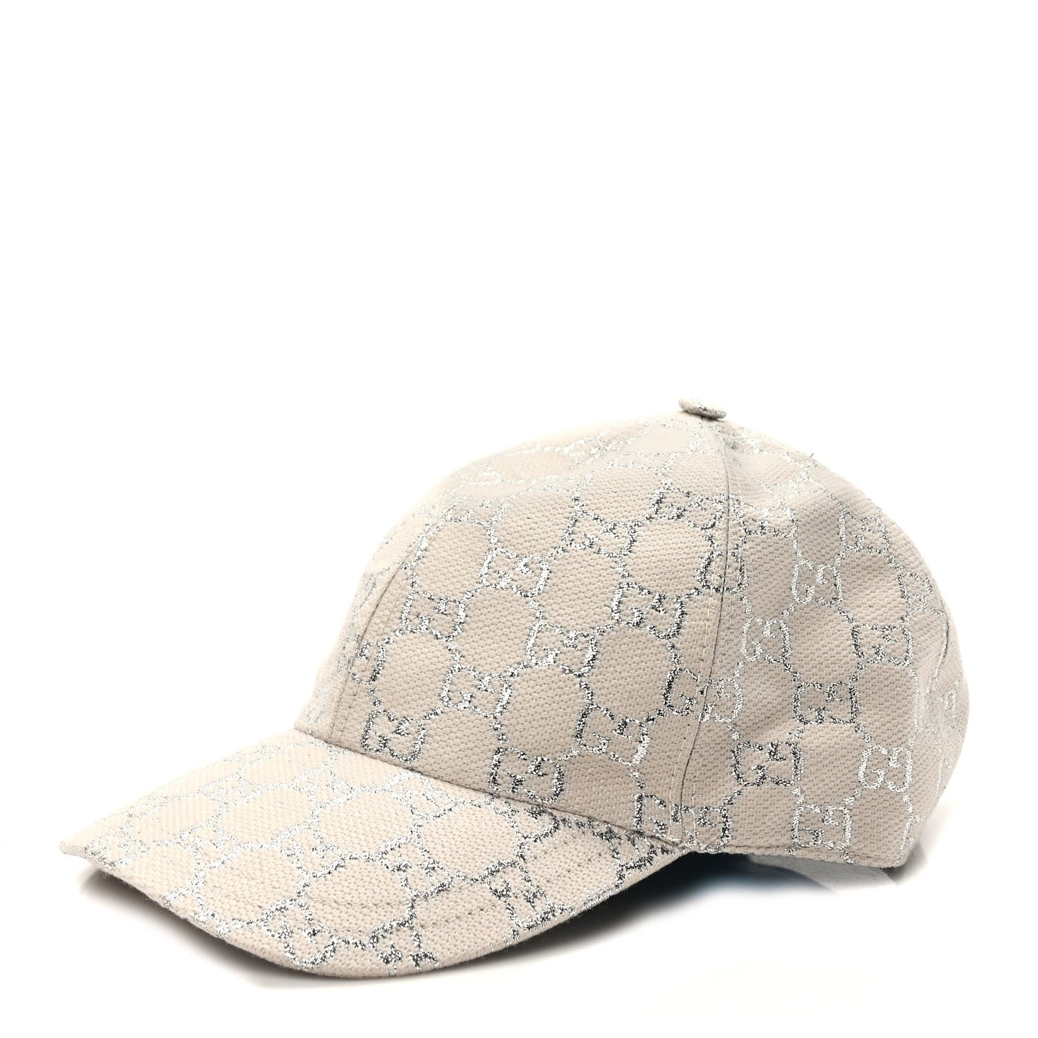 Gucci Canvas Lame GG Monogram Rush Baseball Hat L Gardenia Silver 1 of 9
