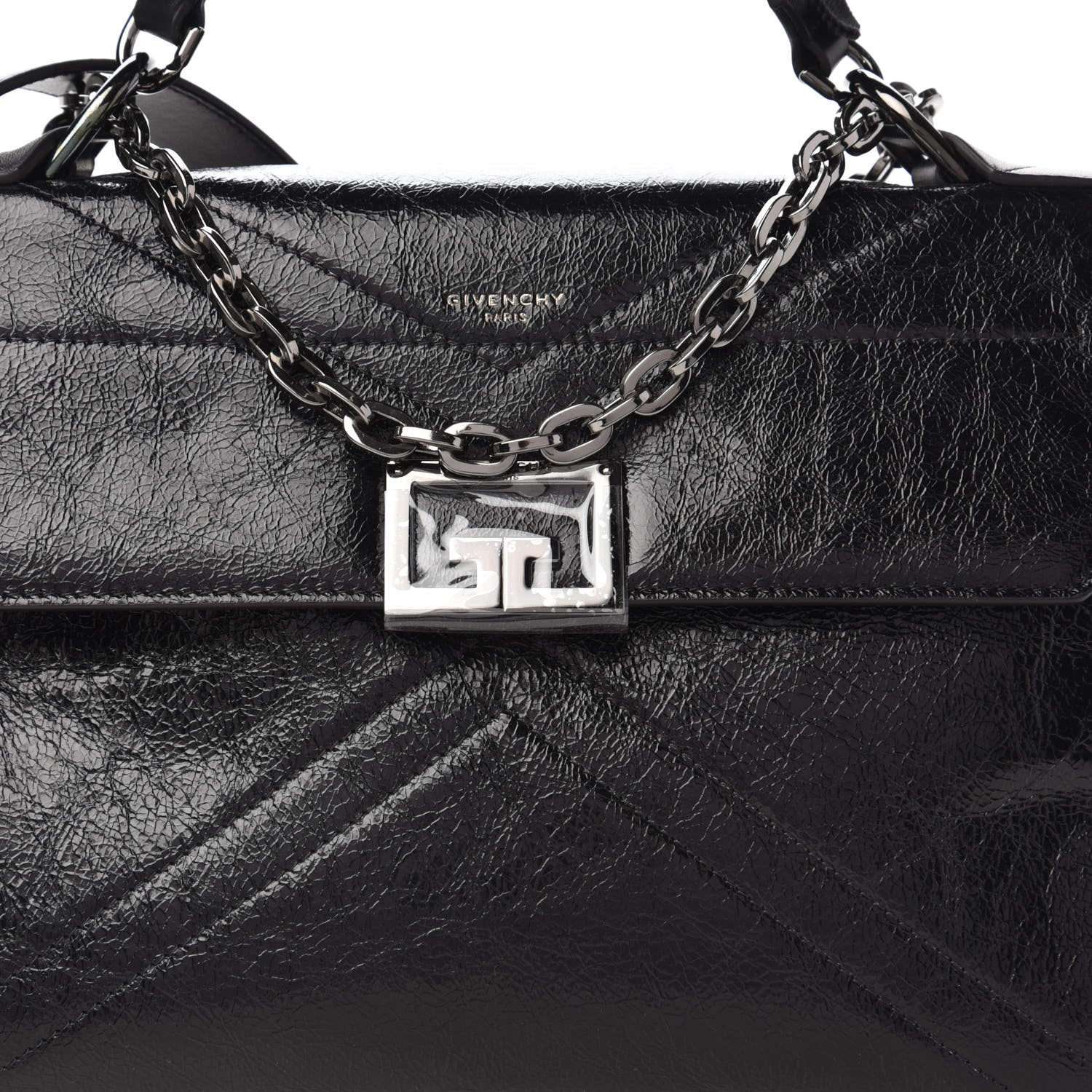 Givenchy Creased Patent Calfskin Medium ID Flap Black 9 of 9
