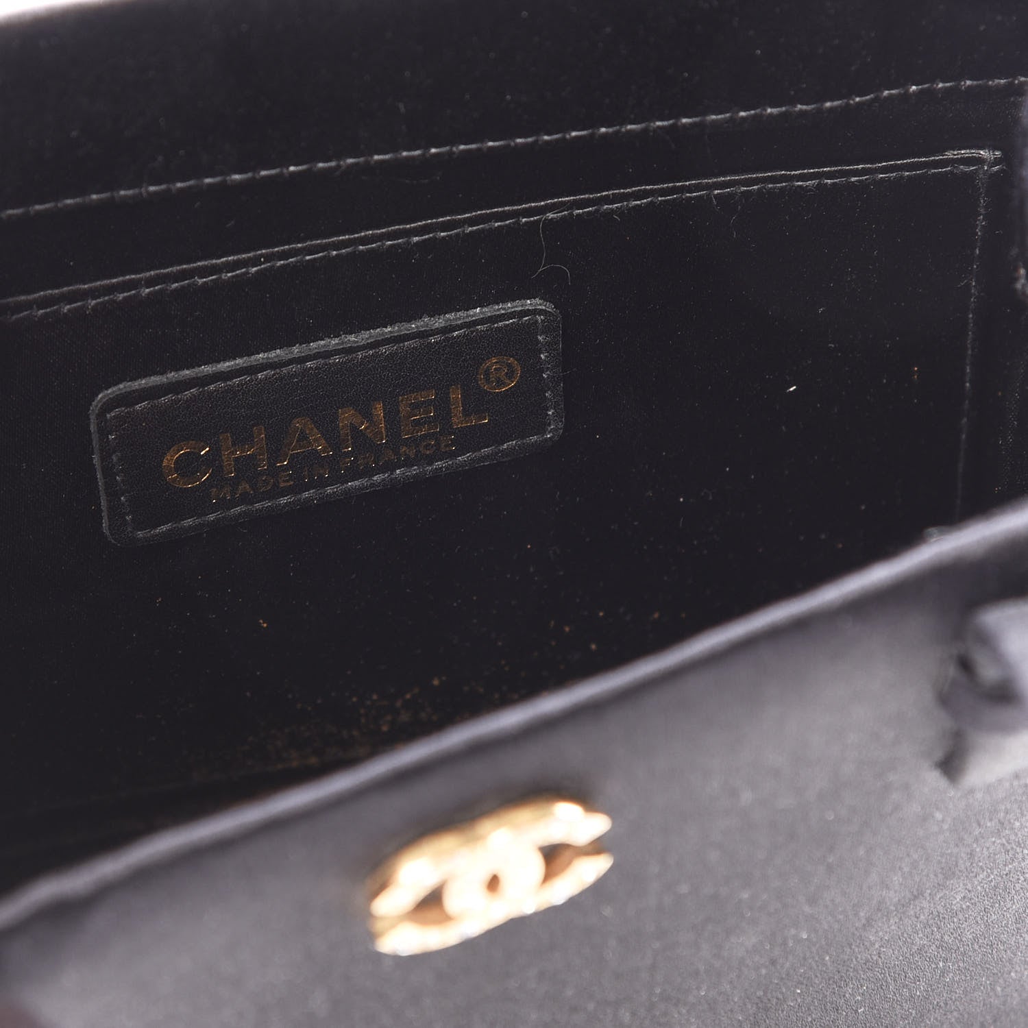 Chanel Satin CC Evening Bag Black 7 of 8