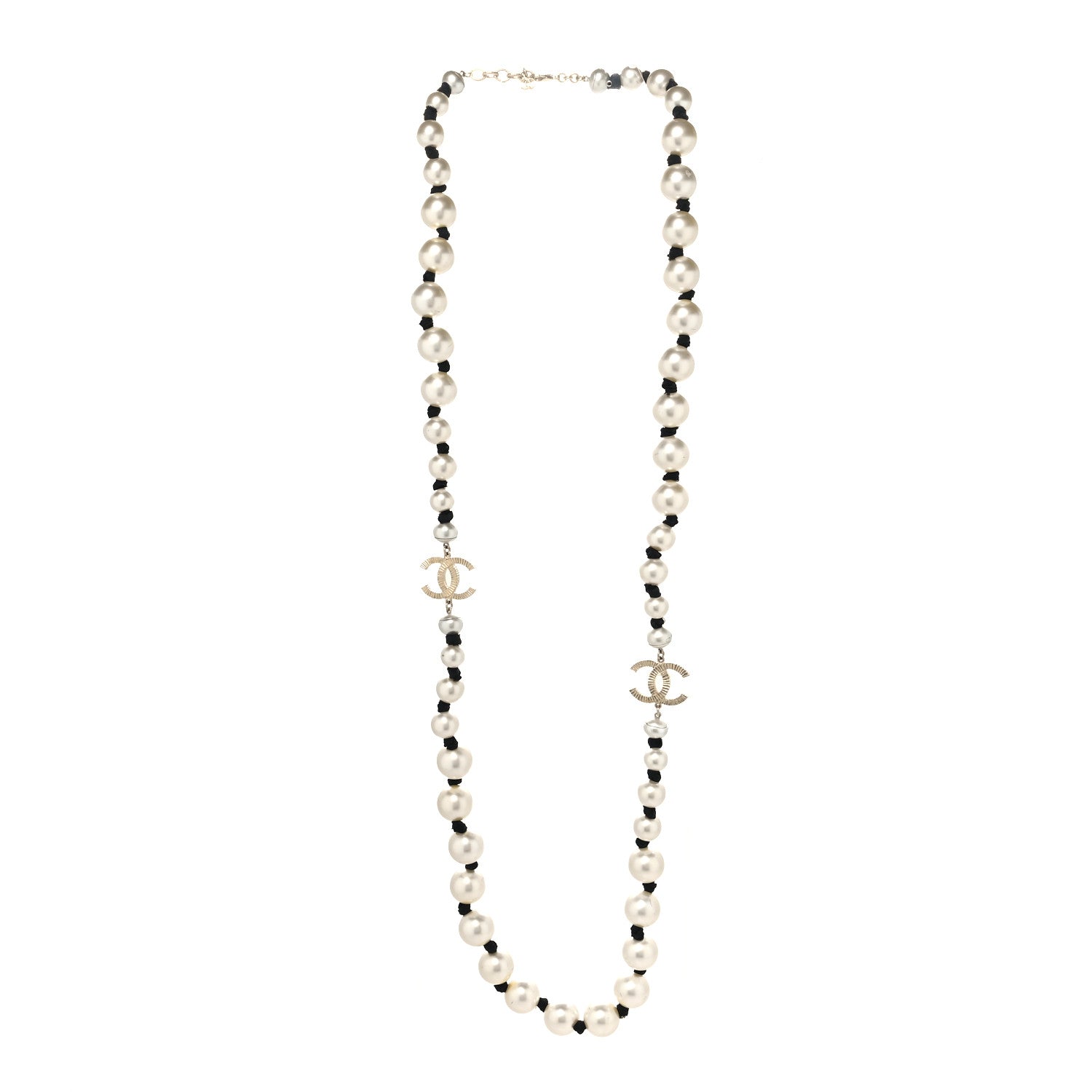 Chanel Pearl Ribbon CC Long Necklace 3 of 5