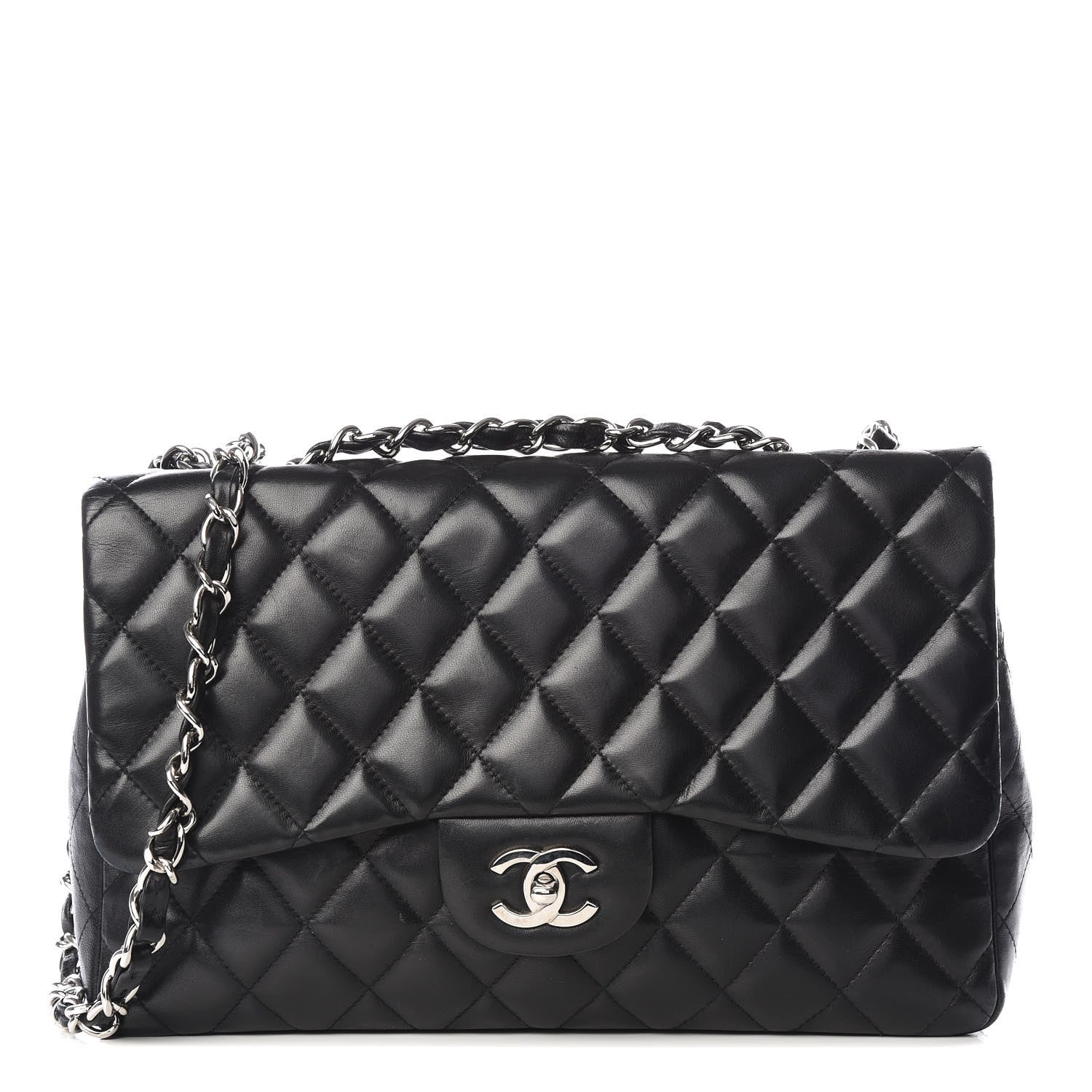 Chanel Lambskin Quilted Jumbo Single Flap Black 1 of 9