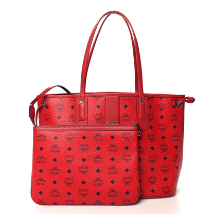 MCM Visetos Medium Liz Reversible Shopper Tote Ruby Red 3 of 19