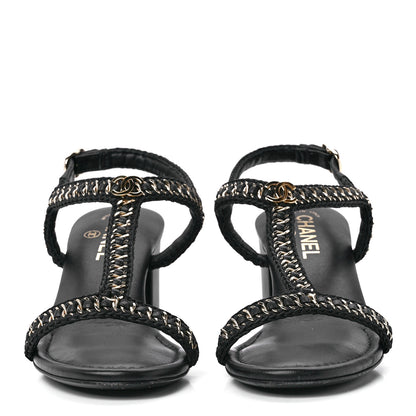 Chanel Lambskin CC Chain Braided Sandals 39 Black 2 of 9