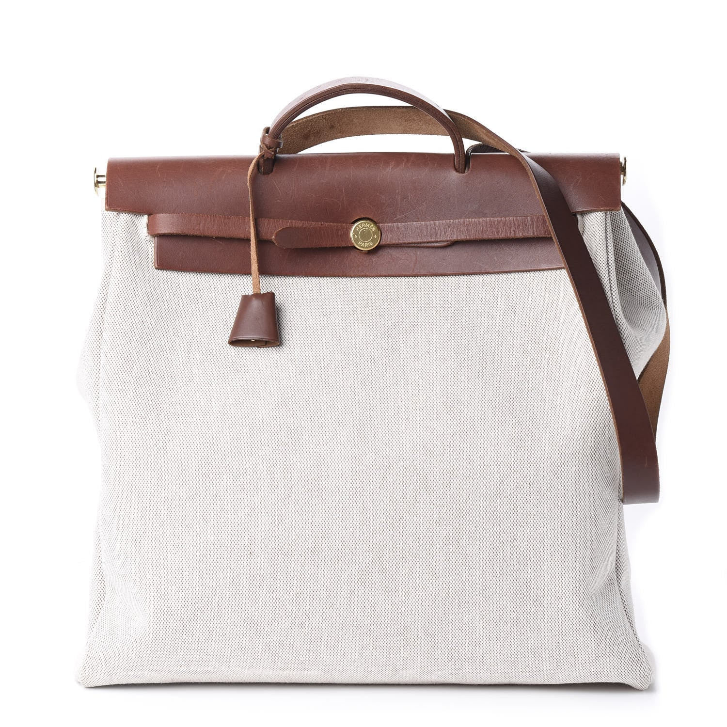 Hermes Toile Vache Calfskin Herbag 39 MM Natural 1 of 9