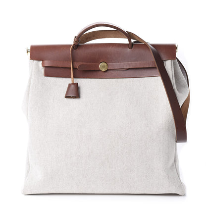 Hermes Toile Vache Calfskin Herbag 39 MM Natural 1 of 9